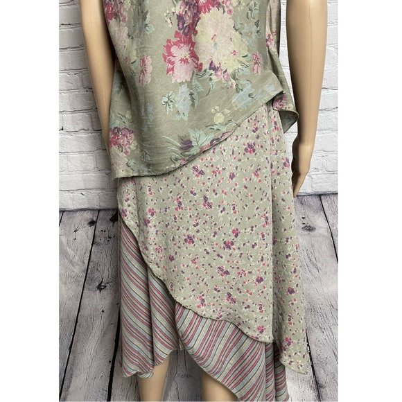 New Jacqueline Riu Layered Dress Viscose Size M Olive Color - Picture 9 of 11